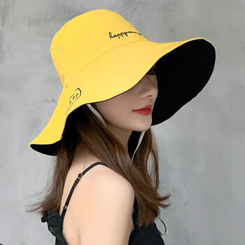 帽子春夏女双面小头围笑脸渔夫帽女生夏季韩版遮脸日系遮太阳大沿帽