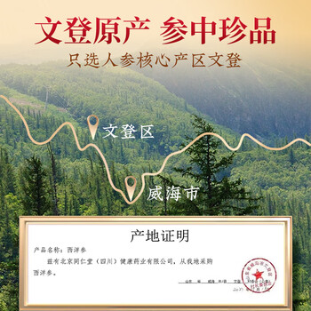 朕皇同仁堂养生茶西洋参长白山8MM含片整根花旗参切片磨粉泡水泡酒50g