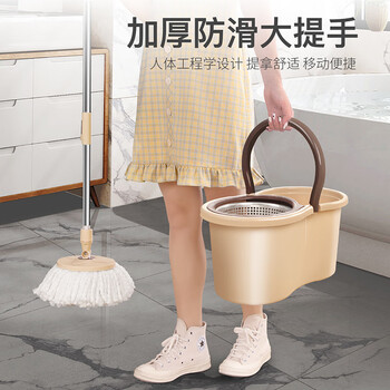 百家好世免手洗旋转拖把桶手压甩水拖干湿两用家用吸水双驱动地拖神器