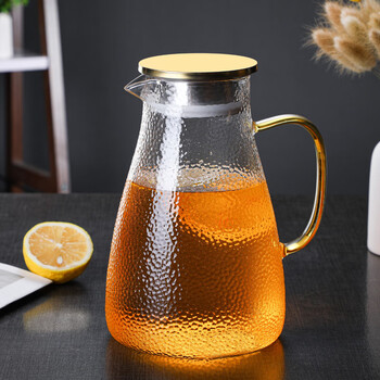苏氏陶瓷（SUSHI CERAMICS）加厚耐热玻璃水壶套装花茶壶1.8L果汁壶家用玻璃杯水杯锤纹1壶4杯