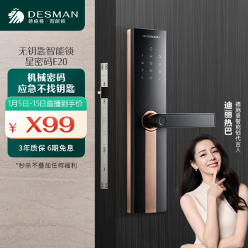 德施曼(DESSMANN)指纹锁智能门锁 智能锁电子锁家用防盗门锁防偷窥密码锁 E20