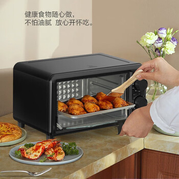 美的美的电烤箱10升机械式60-230度调温60分钟定时双金属烤管极简操作PT10B3耀石黑