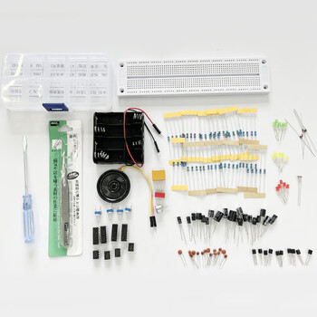 优品沃目面包板入门级电子制作+555集成电路130例实验套件电子DIY散件  元件工具+万用表（65条线）