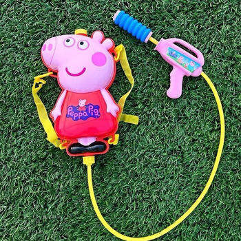 乐加酷儿童背包水枪小猪玩具宝宝男女孩抽拉式喷呲水炮打水仗泼水pq