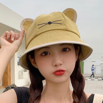 中学生太阳帽女生盆帽可爱帽子少女夏季戴的渔夫帽遮阳帽韩版遮脸牌显