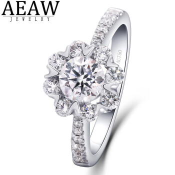 AEAW Jewelry白18K金镶嵌人工培育钻石戒指 D色实验室人造钻石 NGIC主钻40分/D/VVS1/3EX/N