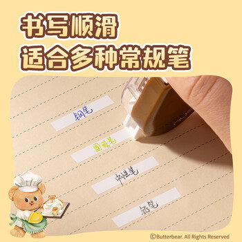 纽赛（NUSIGN）得力黄油小熊 按动防尘门修正带12m  绿 NS162-B修正带