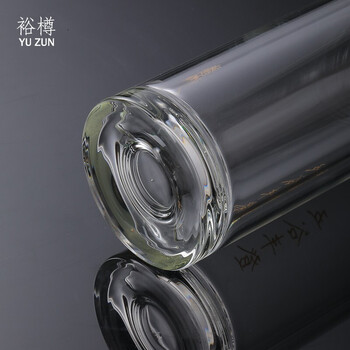 裕樽 （YUZUN） .玻璃杯 五谷丰登透明双层隔热茶杯 礼盒装304茶仓厚底玻璃水杯 商务礼品茶水杯300ml 