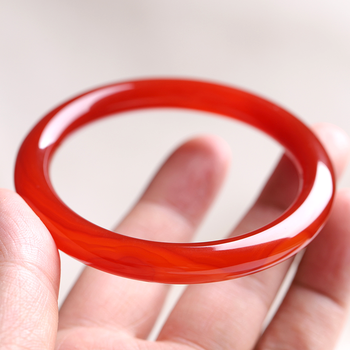 爵立巴西红玛瑙手镯女款玉手镯玉髓镯子细圆条手镯本命年红玛瑙玉手镯