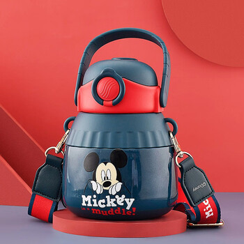 迪士尼disney儿童保温杯1000ml大肚杯女316不锈钢儿童水杯一杯双饮带