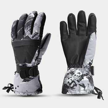 冬季男女 滑雪手套加厚 可触屏保暖手套防水户外登山骑行情侣款 n07黑