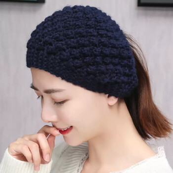针织菠萝发套女士秋冬保暖头套头巾针织宽边发带帽子护发头套菠萝豆深