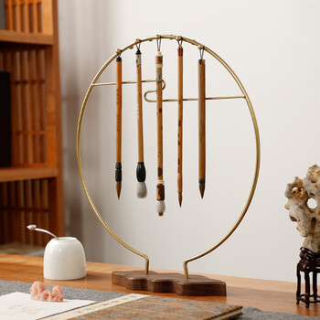 弘梅【全网低价】祥云红木铜毛笔架 毛笔挂实木多功能学生9针笔挂 文房四宝毛笔书法用毛笔架子 弘梅【全网低价】祥云红木铜毛笔架 毛笔挂实木多功能学生9针笔挂 文房四宝毛笔书法用毛笔架子