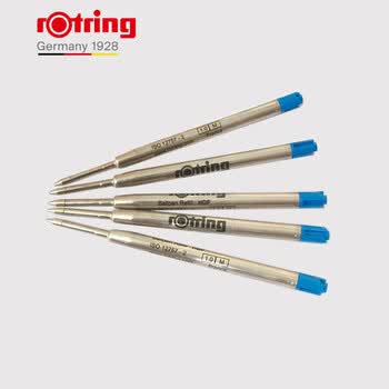 红环（rOtring）中性圆珠笔替换笔芯 德国高颜值 学生专业绘图制作办公用品子弹头蓝色M单支装