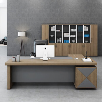 中伟（ZHONGWEI）老板桌现代简约总裁桌办公桌板式大班台经理桌主管桌1800*800*750