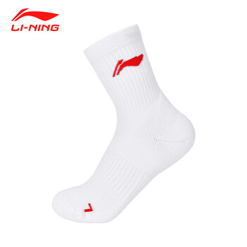 李宁(LI-NING)羽毛球袜男女款成人儿童运动袜 AWTS005白色中袜 三双装 李宁(LI-NING)羽毛球袜男女款成人儿童运动袜 AWTS005白色中袜 三双装