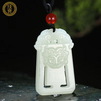 白玉饕餮文根付　提物 吊坠上衣　塑像　老玉　古玉 玉器染色(老提油)，始于尚古宋人_百科TA说