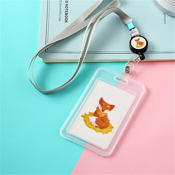 透明卡套公交车卡套 学生挂脖校卡套 校牌卡套学生韩式可爱饭卡 灰色