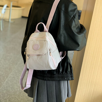 kq网红双肩包女2024新款牛津布轻便旅行逛街遛娃迷你休闲小背包 淡雅