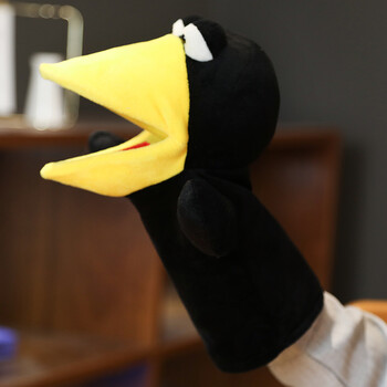 动物毛绒玩具公仔腹语手偶嘴巴能动手指玩偶子游戏表演娃娃 乌鸦