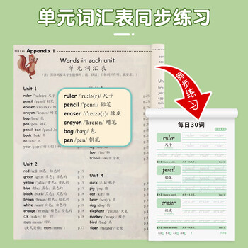 绍泽文化3-6年级每日30词英语PEP人教版同步三四五六年级英文字母单词小学生英语描红练字贴 六年级下册  