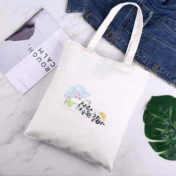 女单肩包手绘帆布包定做图案环保手提袋购物袋小龙猫普通款白色其他