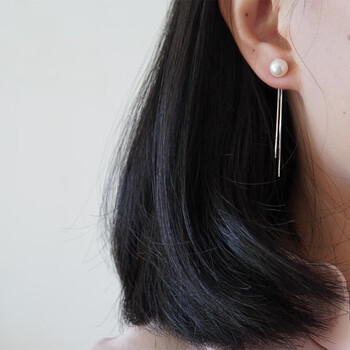 淑萸珍珠流苏耳环中长款天然淡耳线两戴耳饰简约百搭