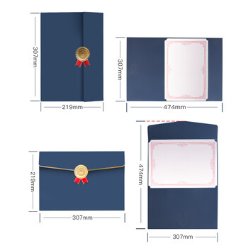 得印A4空白荣誉证书外壳奖状纸聘书培训结业证书颁获奖三折页竖款附6张可打印内芯蓝色0580 5本