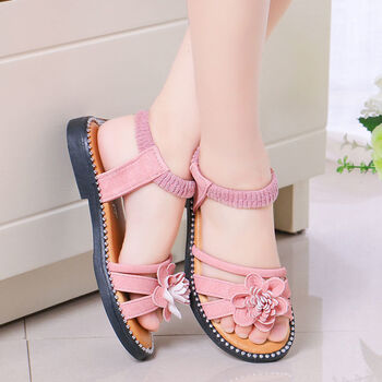 女童凉鞋新款子鞋韩版夏季儿童软底露趾小公主鞋女中大童鞋桃色0535码