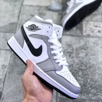 男女同款高帮篮球鞋aj纯原级休闲板鞋运动鞋bq647浅灰色36