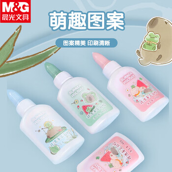 晨光（M&G）呱呱夏令营系列40g可水洗学生手工DIY白胶高粘性白乳胶水颜色随机ABJ97247 3个