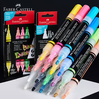 辉柏嘉（Faber-castell）阀门式丙烯马克笔双头白色盒装O1-285511美术写生水彩笔美育画画笔