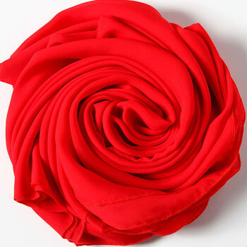 碧冰3米丝巾女纯色时尚真丝质感纱巾百搭披肩超大红色春秋季长款围巾