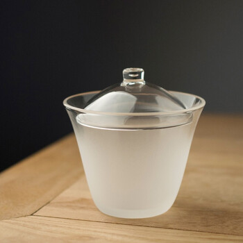 日式纯手工耐热磨砂玻璃盖碗极简泡茶碗茶杯功夫茶具