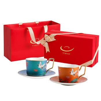 vidsel送新人新婚礼物咖啡杯对杯高档礼盒暖房礼物乔迁新家伴手礼陶瓷杯