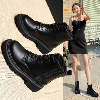 歌袖迪芬gexiudifen马丁靴女春季情侣款高帮鞋八孔工装靴机车靴皮靴