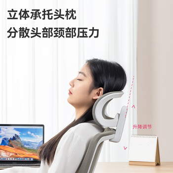 得力（deli）CDMV02 翻背设计电脑椅办公椅 升降扶手居家椅 三档锁定 白框灰网