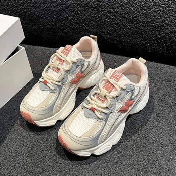 人本(renben)女鞋2024年春季时尚休闲运动学生鞋女小个子厚底增高老爹