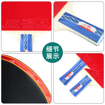 双鱼（DOUBLE FISH）乒乓球拍体育用品乒乓拍横直双拍 拍套+63球  麒麟系列V11