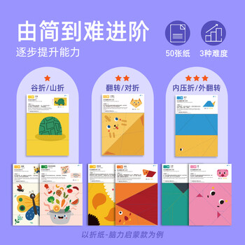 弥鹿（MiDeer）儿童手工折纸立体制作diy3-6男孩女孩玩具脑力进阶折纸-入门儿童生日开学礼物