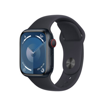 Apple Watch Series 9 智能手表GPS + 蜂窝款41毫米午夜色铝金属表壳午夜色运动型表带S/M 电话手表MRJH3CH/A