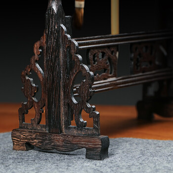 弘梅鸡翅木笔挂毛笔架 学生初学者可拆卸实木毛笔笔挂12针 文房四宝毛笔架