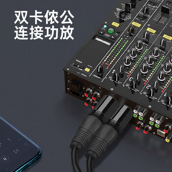 臻威(ZHENWEI)3.5mm转双卡侬公头音频线 3.5转卡农XLR公对公公电脑声卡接音响连接线功放调音台线 3M