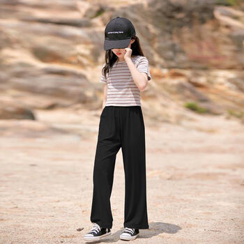 嘉仔洛 女童裤子薄款夏季新款适合3-15岁小女孩穿的冰丝防蚊儿童宽松