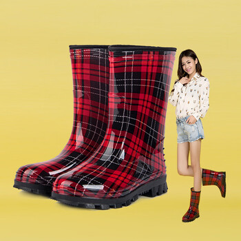 雨鞋女高筒雨靴长筒水靴水鞋雨淘 防滑胶鞋套鞋时尚防水成人学生 红色