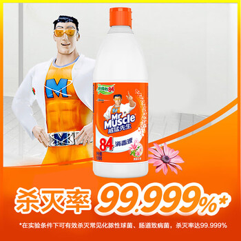 威猛先生（Mr Muscle） 84消毒液 除菌液漂白水 清新花香700g*20瓶 整箱装