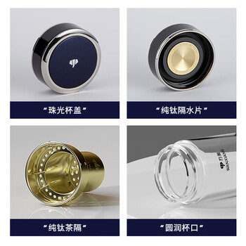 万象（WANXIANG）银离子抗菌单层玻璃杯商务高档水杯便携车载茶杯TU56夜光蓝470ml