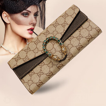 酷奇(kuqi)手拿包新款女气质大容量放手机钱夹配时尚酒神手包 深咖啡