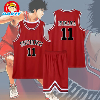 球衣定制樱木花道流川枫男女短袖湘北队儿童篮球服假两件 红色11号
