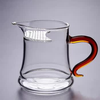 檀天尘月牙杯耐热玻璃过滤分茶器公道杯绿茶泡茶杯漏一体办公沏茶红把
